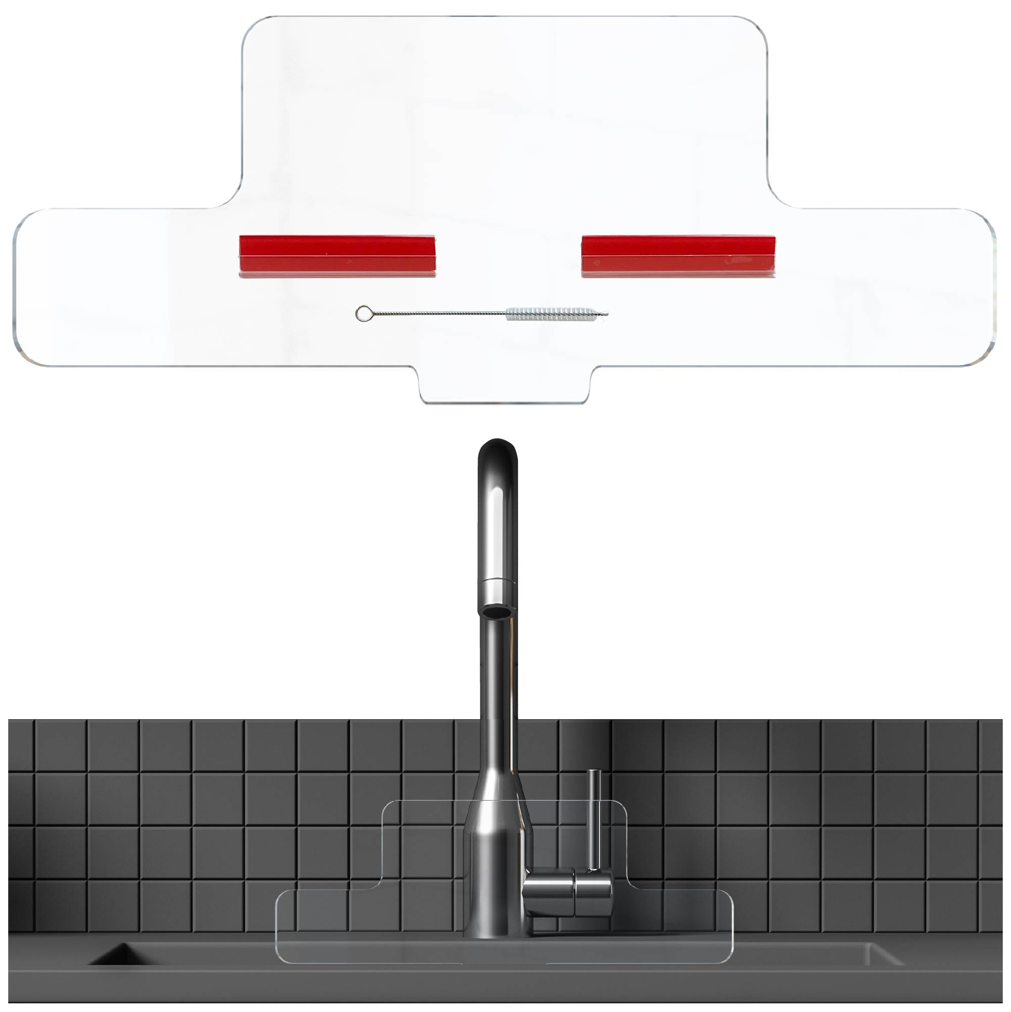 Sink Splash Guard Deck Plate, Aha Homeware Behind The Sink Water Splash  Guard 2 holes Soap Dispenser, Faucet Absorbent Mat Sprayer, Faucet Handle  Drip
